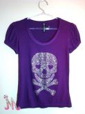 Camisa Caveira coração Prata - Strass